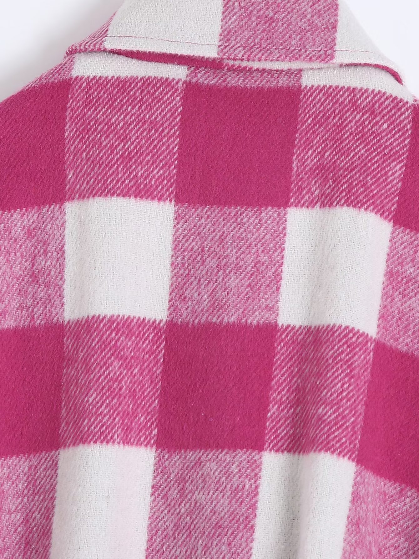 T2024跨境时尚女装 2022秋季新品 腰带格子毛呢宽松外套 5270女式详情18