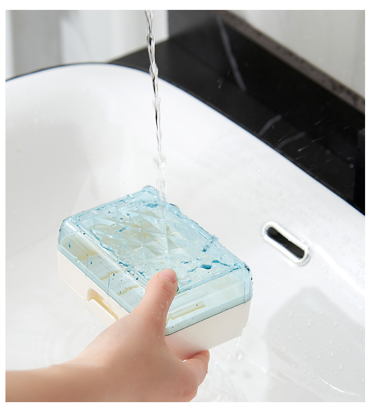 Guanghua simple draining soap box, bathroom with lid, bottom hollowed-out drainage, anti-slip washbasin, snapper soap tray pic 8