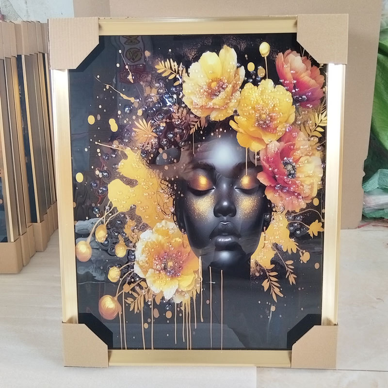 镶钻晶瓷画晶石画外贸装饰画客厅餐厅卧室蜻蜓花朵壁画烤瓷镶钻画详情4