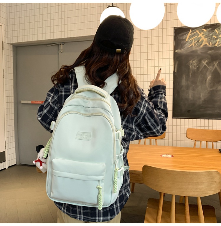 书包大容量高颜值初高中生新款双肩包大容量纯色简约防泼水背包详情17