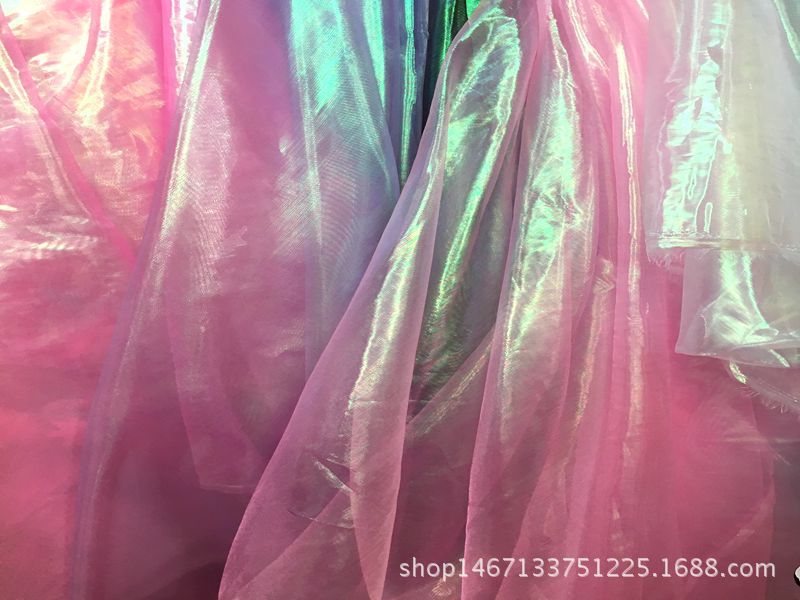 Polyester fabric, flat seven-color yarn, laser fabric, clothing, hair accessories, puffy skirt, background shooting, headscarf, net, gauze fabric pic 5