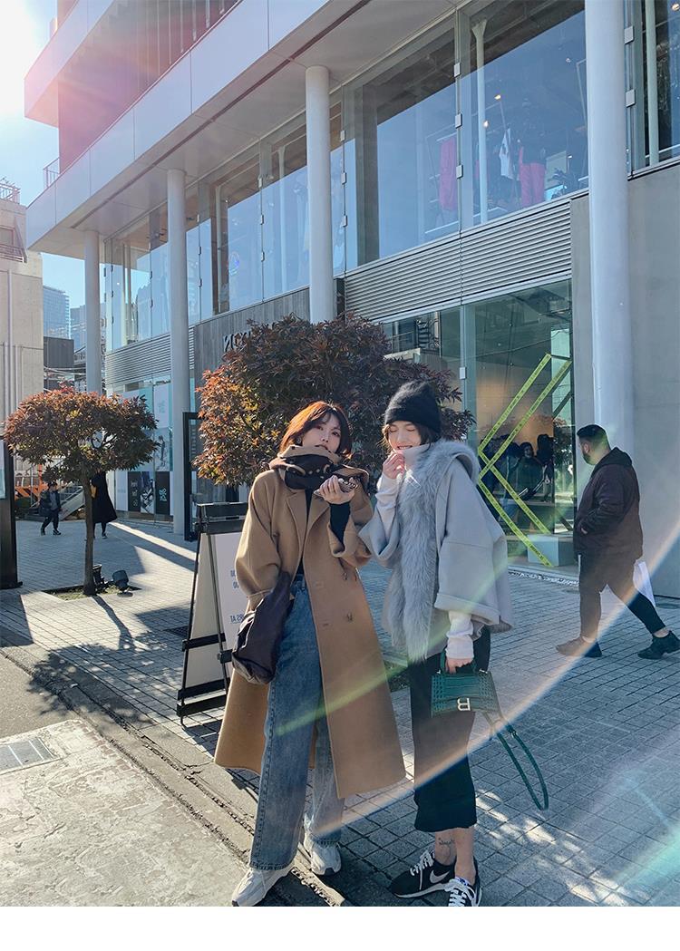 反季驼色呢子双面羊绒大衣女中长款2022年秋冬季韩系温柔毛呢外套详情11