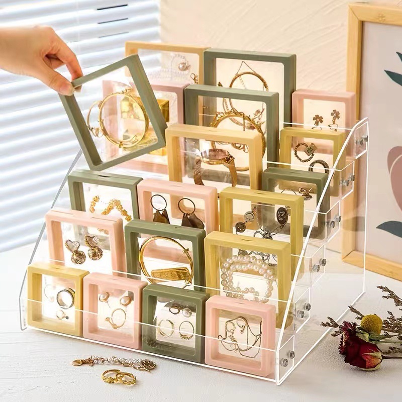 Suspended box, film jewelry box, ring, necklace, bracelet packaging box, high-end wearing armor packaging, storage box, cover pic 10