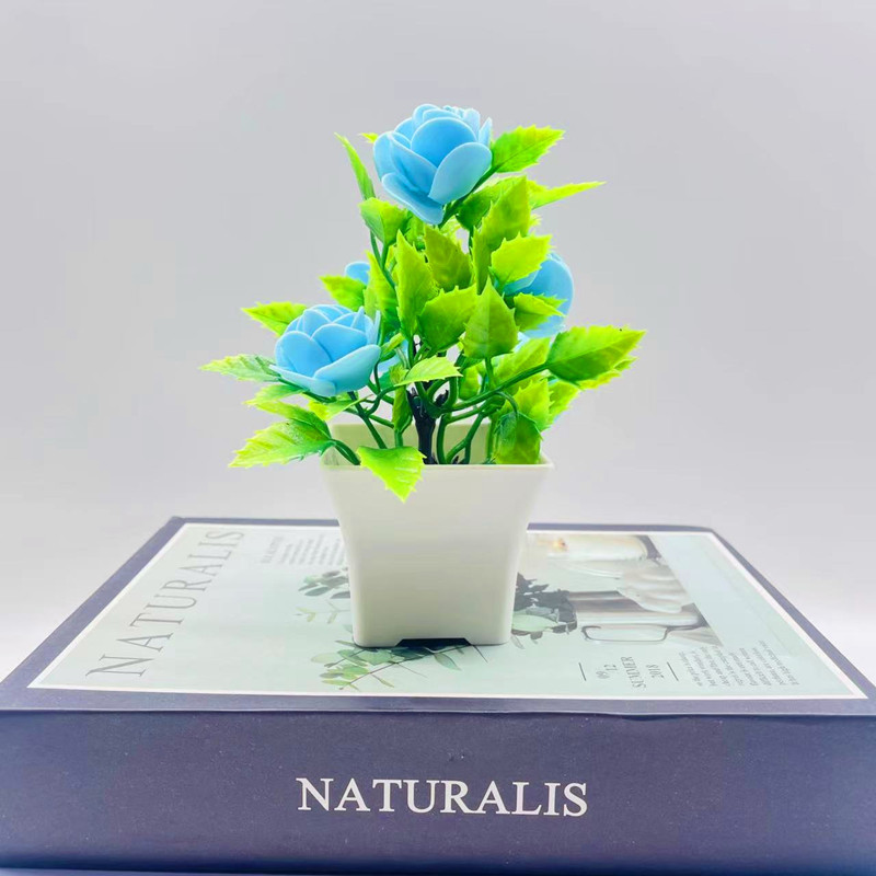 仿真盆栽假花盆景仿真绿植泡沫玫瑰花5朵泡沫花批发人造花摆件详情10