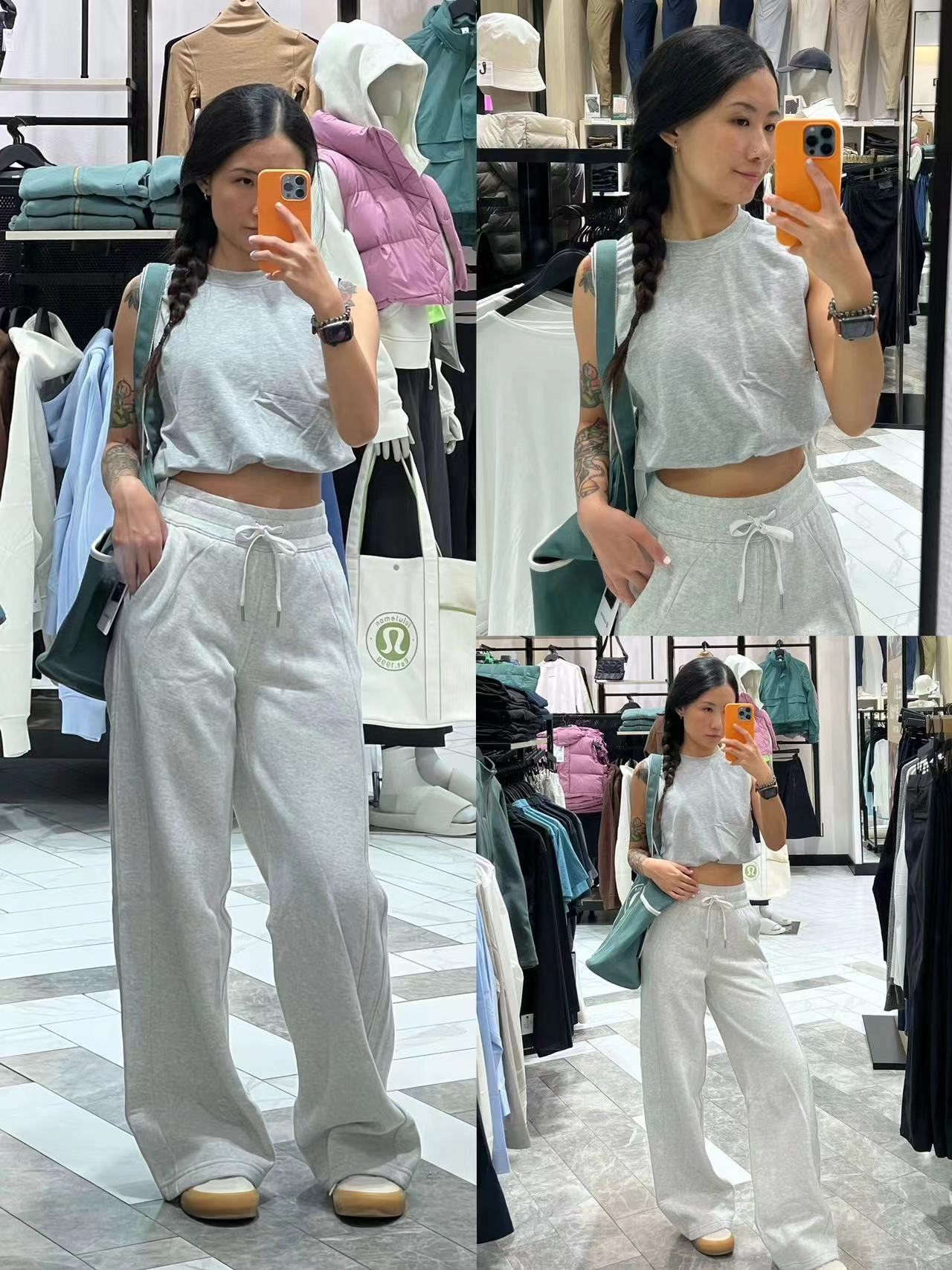 lulu卫裤女2024春秋新款瑜珈裤微喇直筒百搭高腰显瘦运动休闲裤子详情9