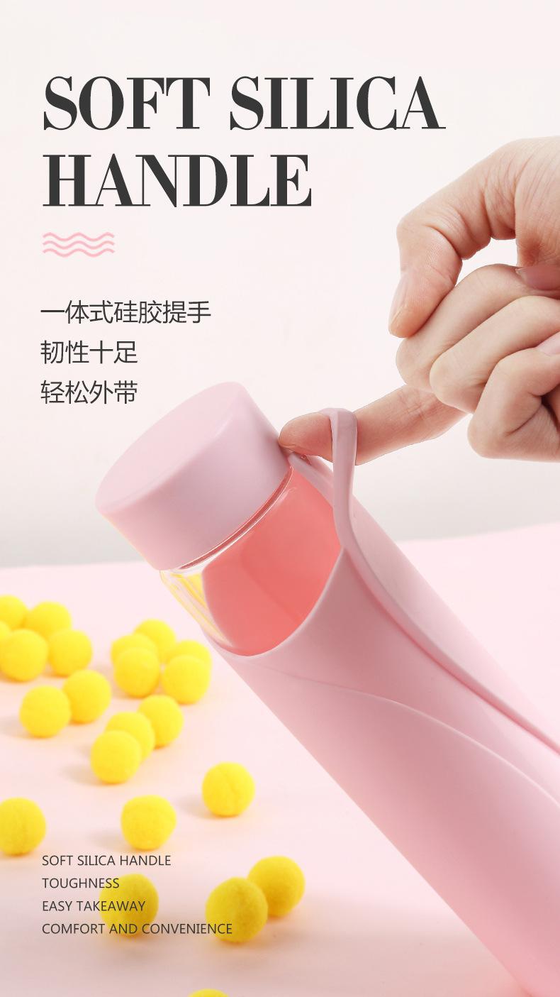 Strawberry Life Creative Glass Cup, Silicone heat insulation, portable and simple Korean version water cup, new summer cup pic 3