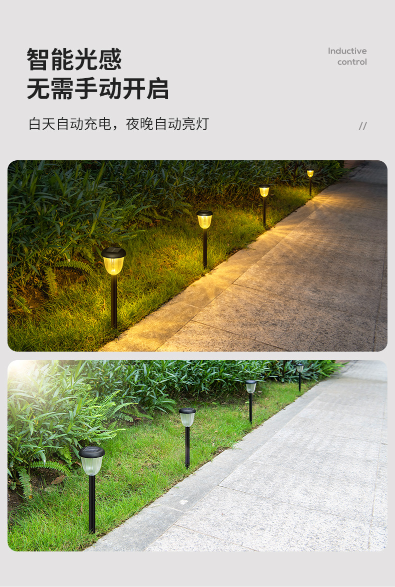 跨境新款太阳能草坪灯 庭院花园家用别墅防水户外庭院led插地灯详情12