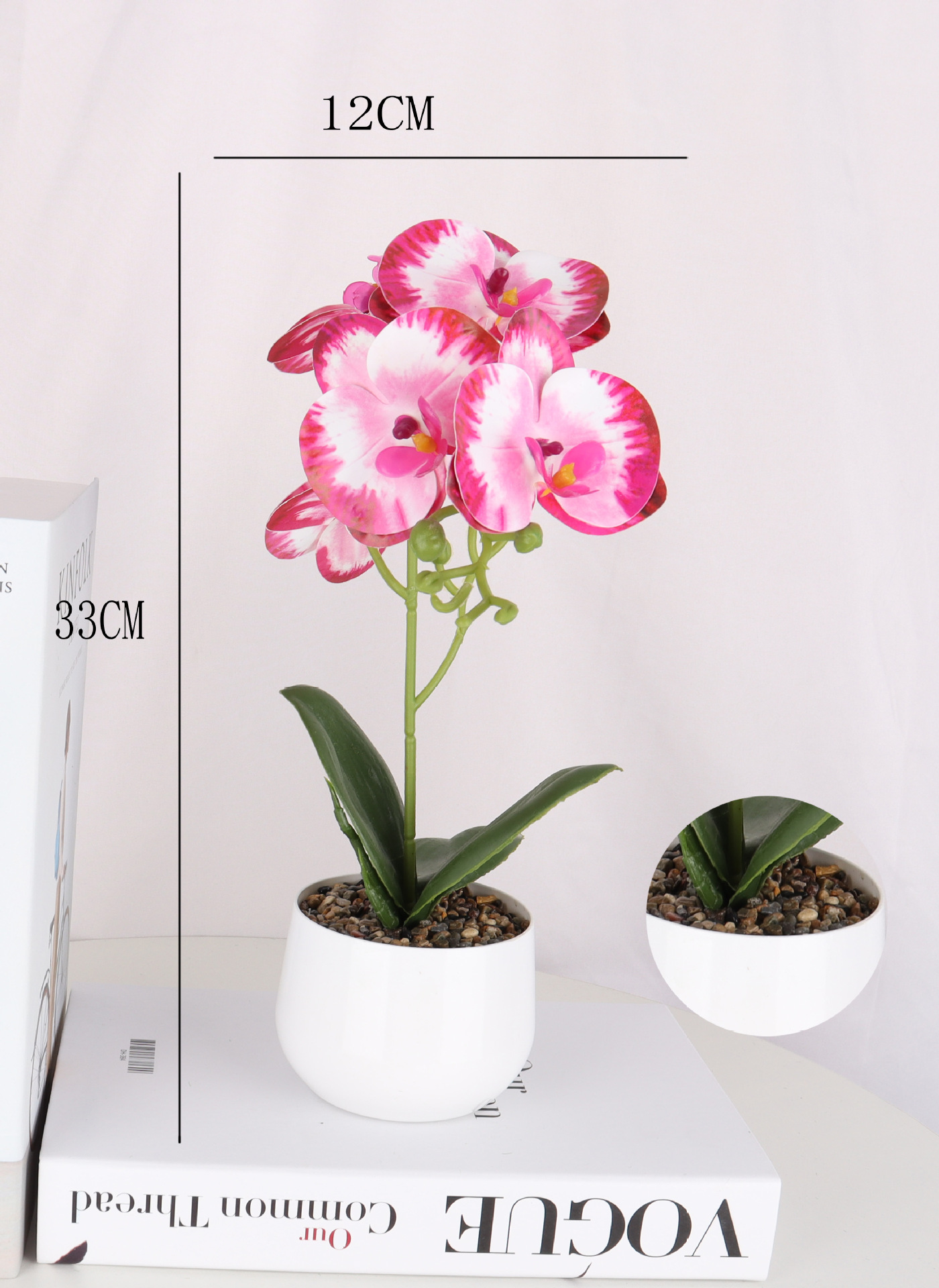 仿真蝴蝶兰6头盆栽/仿真盆景/仿真花创意内室小摆件/亚马逊厂直销详情3