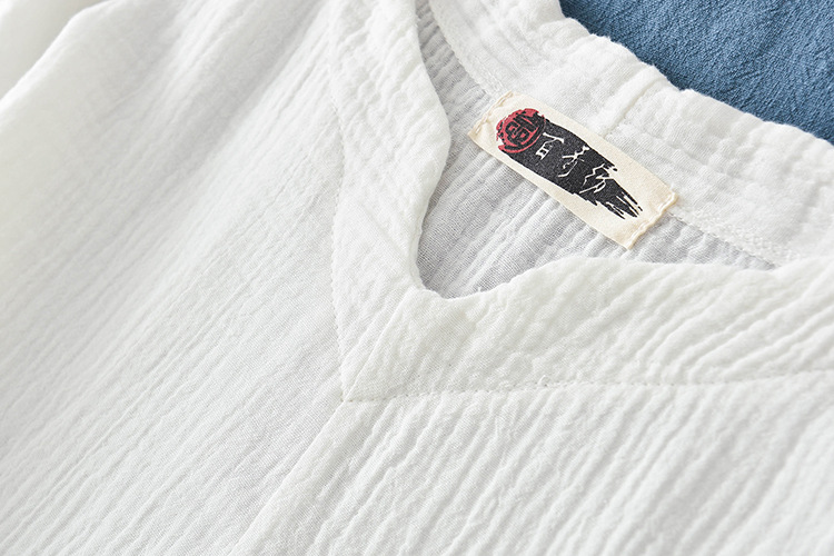 Spring and summer V-neck textured natural linen loose robe, double-layer large hem elegant long dress, retro fairy dress pic 8