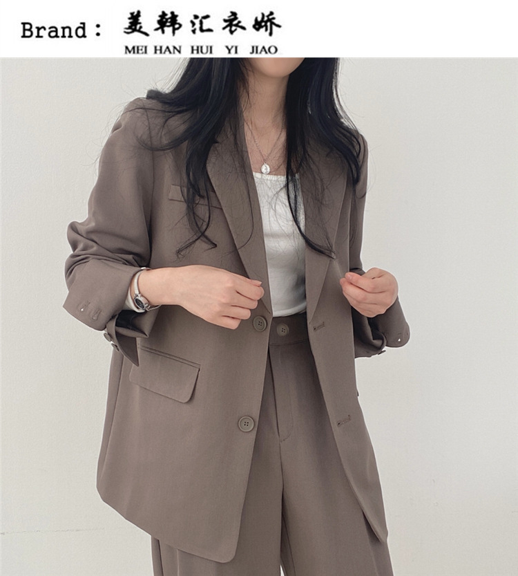 卡其色西装外套女2023新款春秋季韩版小西服套装女士休闲气质上衣详情5