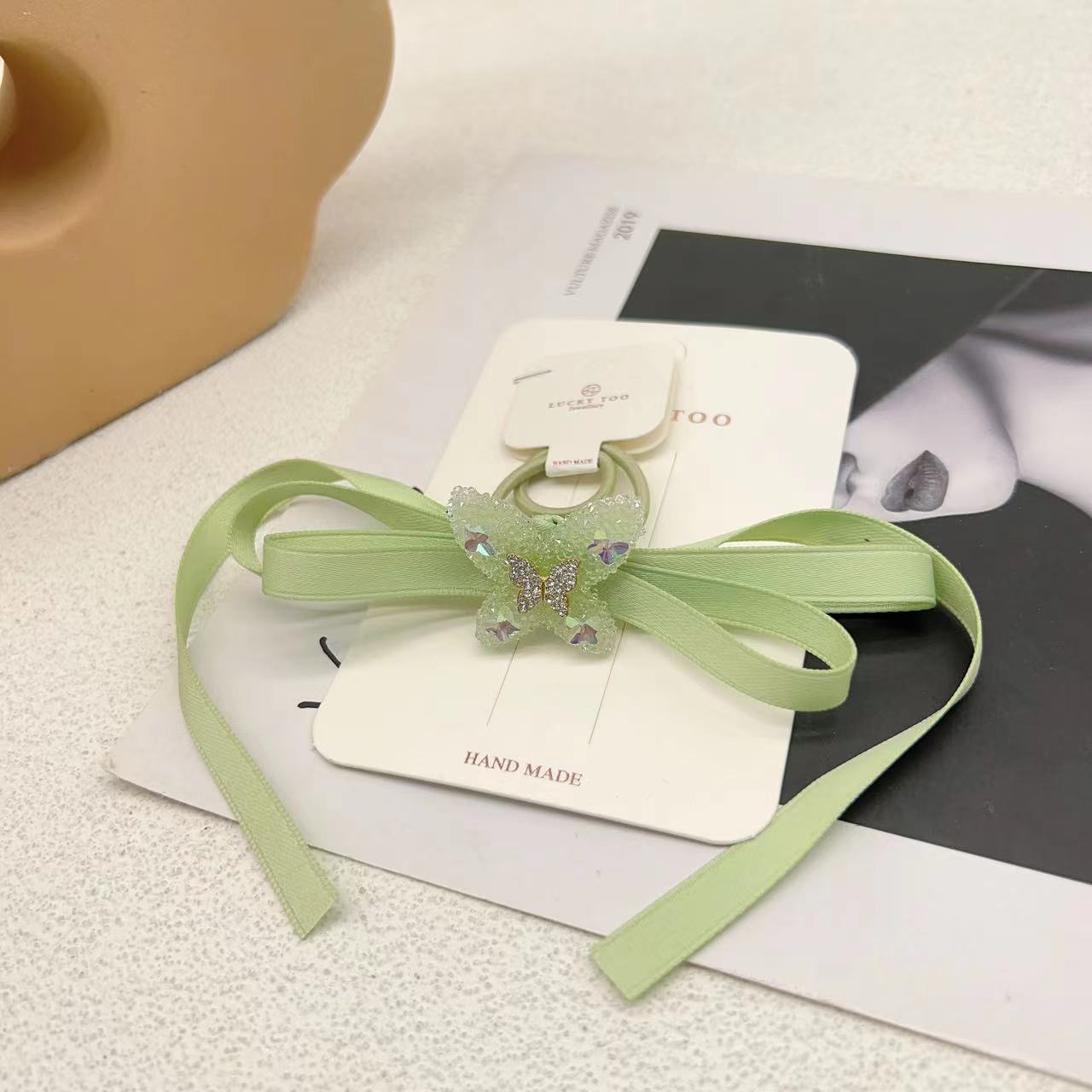 发绳LT10448韩版手工绑带蝴蝶结砂糖蝴蝶儿童发饰发绳详情4