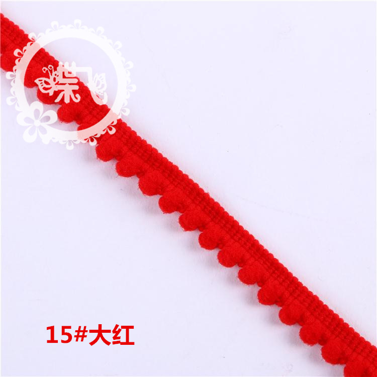 现货供应35色爆款密芽边毛毛虫织带DIY手工帽子服装辅料 毛球花边详情29