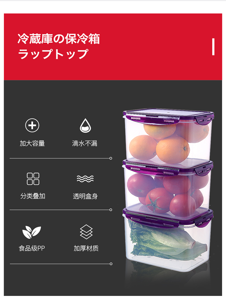 厨房冰箱长方形保鲜盒微波耐热塑料饭盒家用食品盒水果收纳密封盒详情30