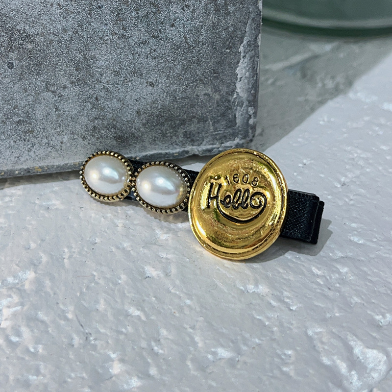 老板哥新款家复古金币爱心珍珠对夹韩日原创设计女子小众风格气质详情7