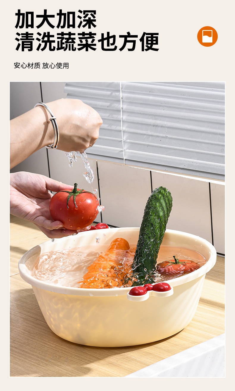 Wholesale G364 washbasin, plastic handle cartoon thickened household cute basin, student dormitory laundry basin, multi-purpose water basin pic 6