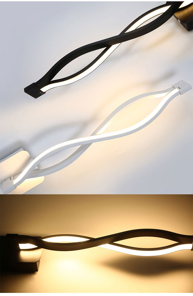 Transfronterizo al por mayor creativo onda cabeza de cama lámpara de pared pasillo fondo pared interior aluminio lámpara de pared simple moderno LED pic 12