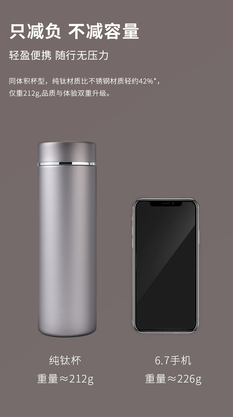 高端纯钛保温杯双层保温全钛直身杯商务办公男士闷茶杯轻奢礼品杯详情9