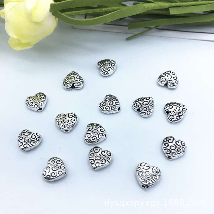 DIY alloy heart retro bead handcrafted material bracelet, necklace and accessory factory direct sales. Colors can be customized pic 3