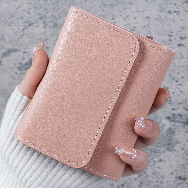 简约短款女士钱包学生票夹子多功能卡包零钱三折超薄款光面钱包详情15