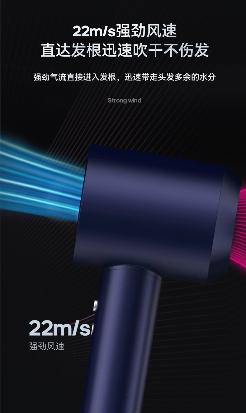 High-speed hair dryer, bladeless cross-border electrical appliance consignment wholesale, negative ion household silent dormitory hair dryer, high power pic 13