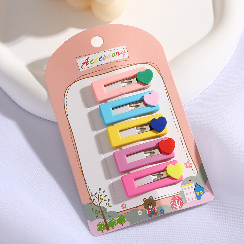 女童彩色多巴胺BB夹宝宝可爱小熊爱心卡通后脑勺碎发夹女孩刘海夹详情7