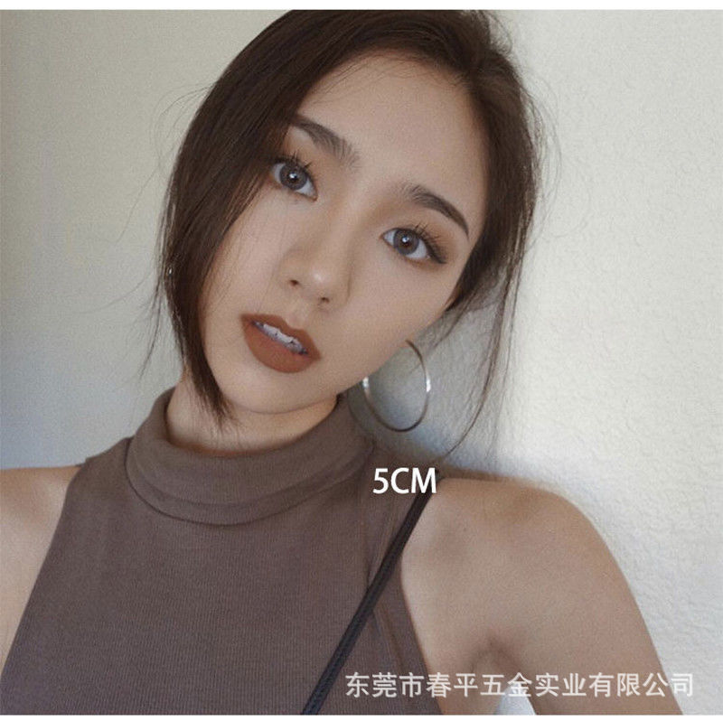 跨境不锈钢经典耳环欧美时尚夸张大耳环钛钢圆形圆圈耳扣线圈耳环详情16