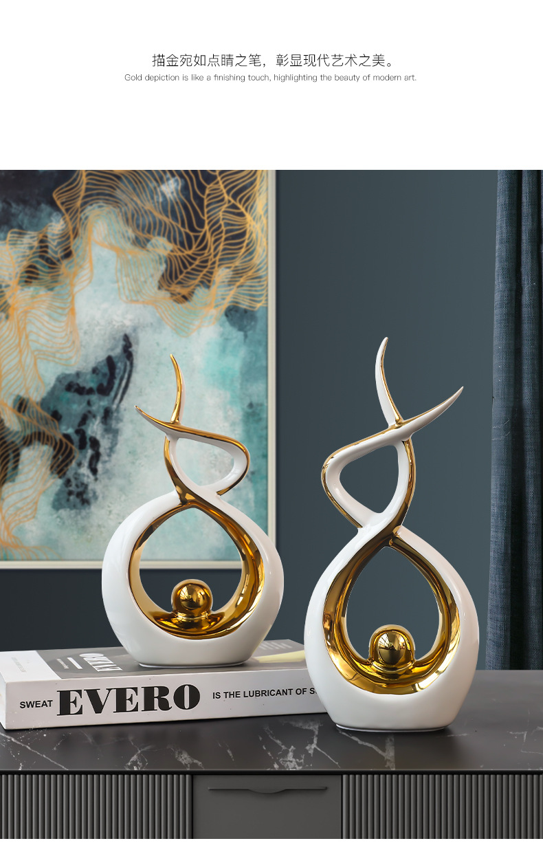 Modern light luxury ceramic ornaments, living room entrance TV cabinet, creative office table, wine cabinet, home decoration for moving in pic 5
