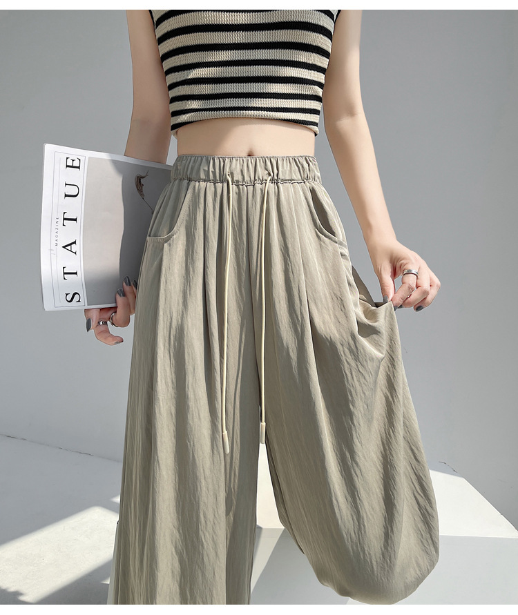 冰丝山本休闲裤女2024夏季新款高腰宽松直筒防晒垂感日系阔腿裤潮详情55