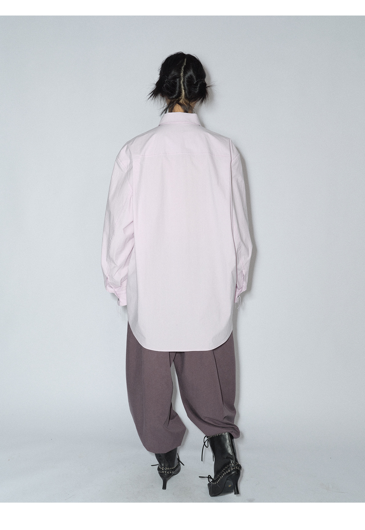 [识时]新品盐缩匹马棉宽松休闲百搭翻领长袖纯色衬衫上衣女V8465详情21