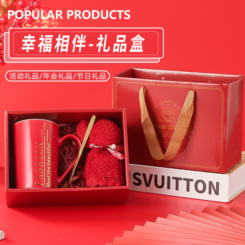 Dragon Boat Festival cup, towel, souvenir set, ceramic cup with lid and spoon, opening gift mug, high appearance level pic 3
