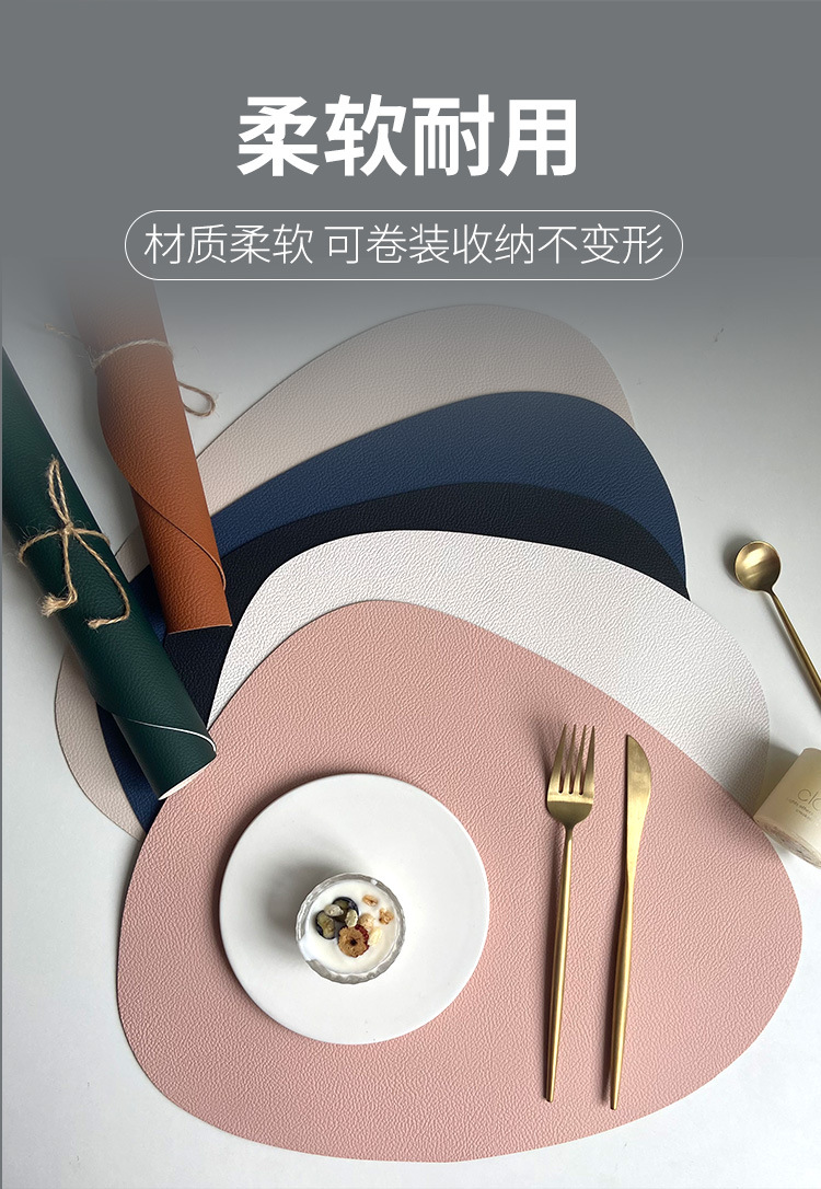 European-style leather placemats, InS-style waterproof, oil-proof and heat-insulating table MATS, triangular steak pu placemats, bowl and cup MATS pic 20