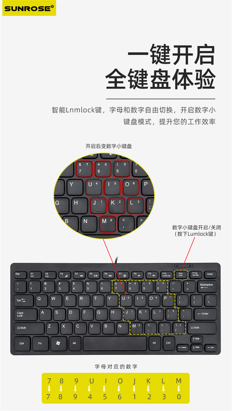 Jingsheng Little Sun K-1000 notebook computer external small keyboard, small, thin and portable USB wired keyboard pic 10