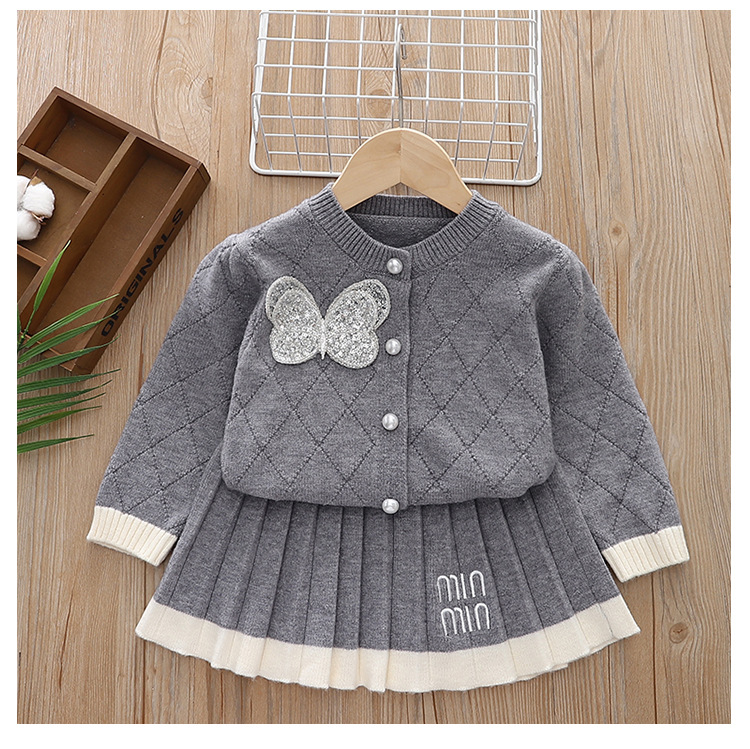 女童学院风裙套装秋冬2024新款洋气儿童jk公主裙宝宝针织两件套详情1