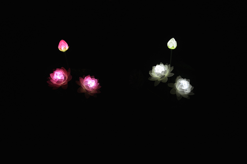 Three solar-powered lotus lamps, LED solar lotus lamps, lawn ground insertion lamps, simulated flower lamps and pole lamps pic 5