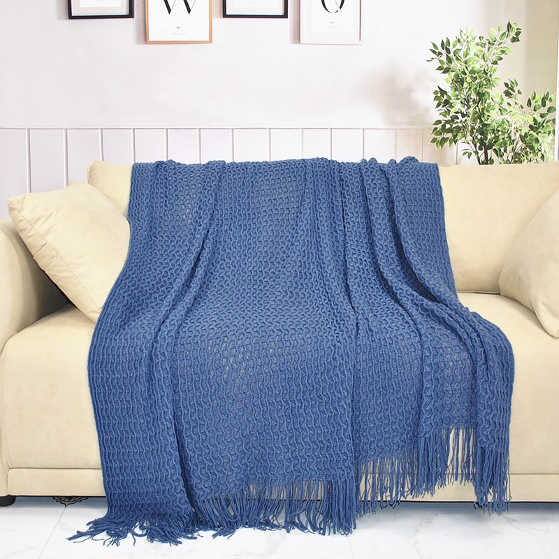 Knitted sofa blanket, Bohemian Nordic style office tassel nap blanket, knee blanket, homestay bed end blanket pic 7