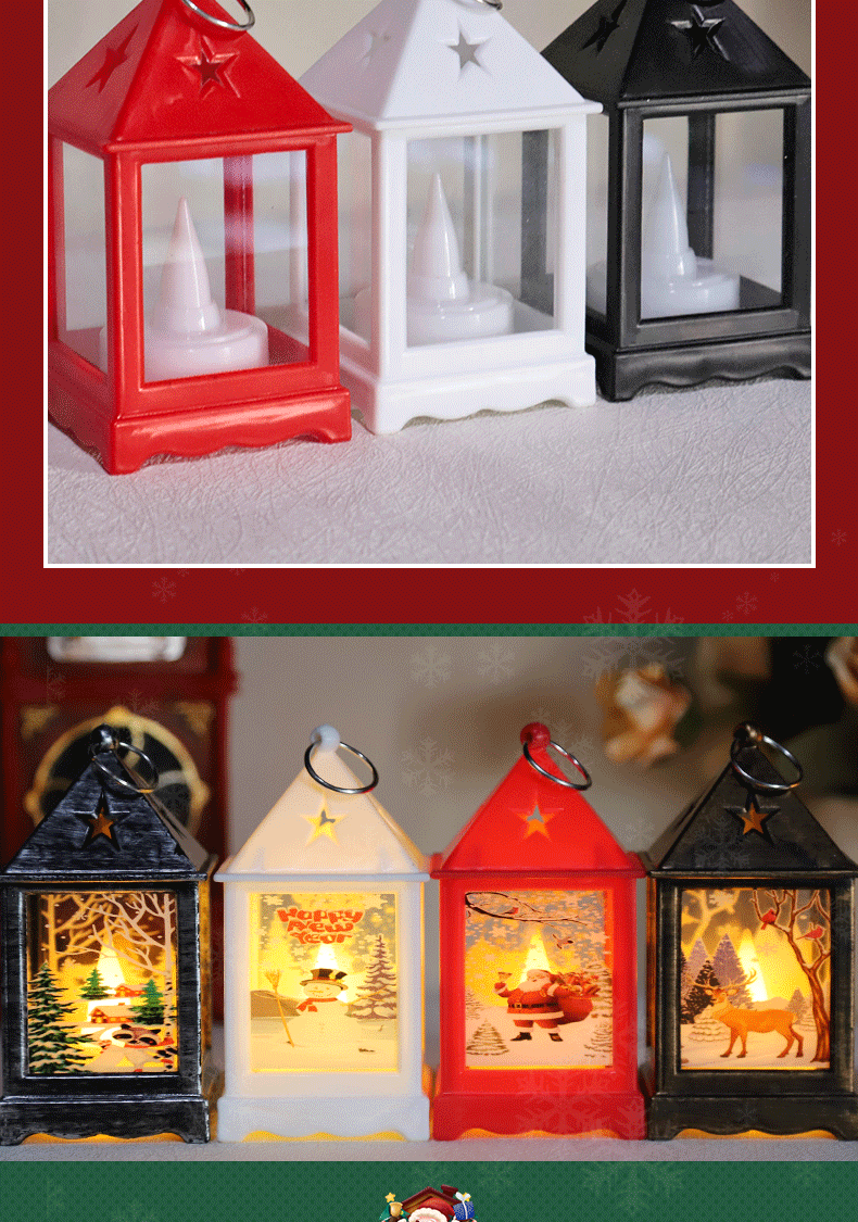Christmas small wind lamps, festive retro small oil lamps, plastic wind lamps, led candle lamps, home decoration, desktop ornaments pic 8