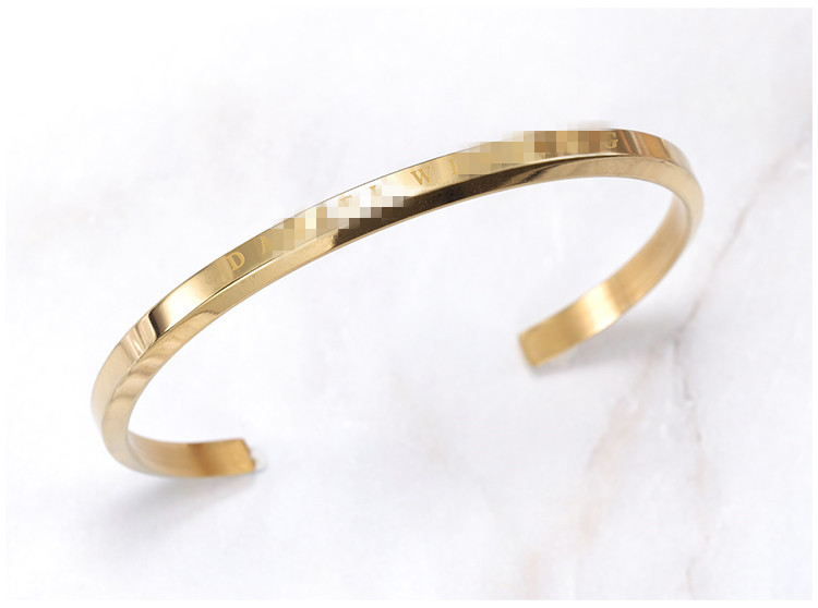 Wholesale live-streaming supply of DW-style simple titanium steel bracelet C-shaped open beveled bracelet from the source factory pic 9