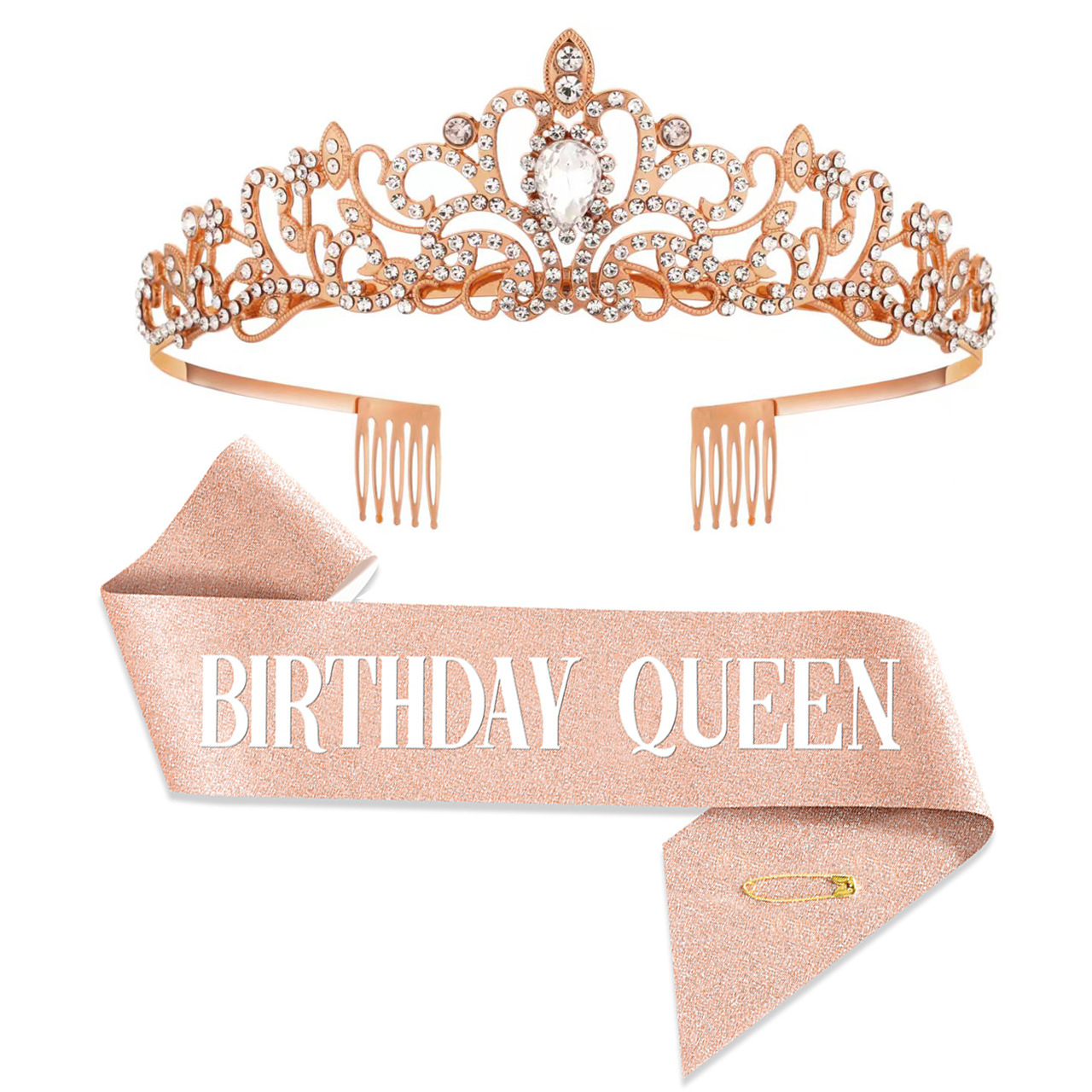 新款生日聚会皇冠肩带 女皇丝带套装女孩女王派对发饰 头饰现货详情4