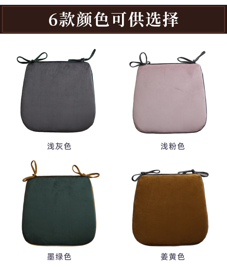 Wholesale of home Chinese-style dining chair and stool cushions with straps, velvet anti-slip seat cushions, solid color in winter, detachable and washable pic 9