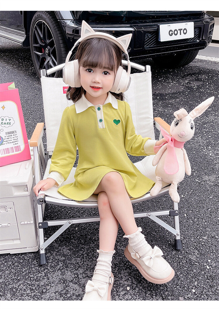 女童春秋款连衣裙2023秋季新款韩版女小童刺绣爱心连衣裙公主裙潮详情14