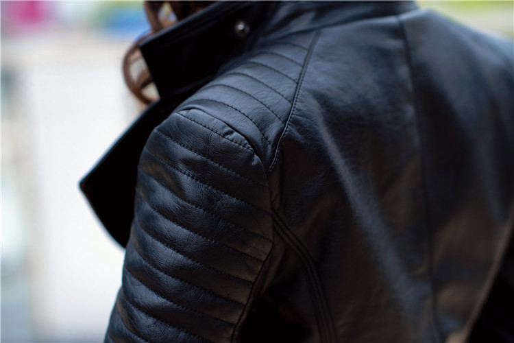 韩版新款莫文蔚明星同款机车PU皮衣女装上衣皮夹克短款修身显瘦黑详情16