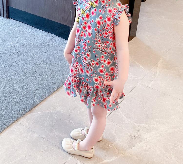 女宝宝改良旗袍连衣裙夏装儿童中国风短袖公主裙小童碎花裙子详情21