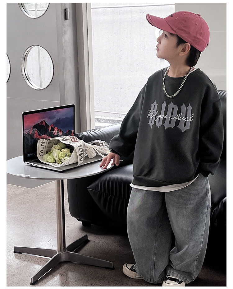 童酷儿童秋装2024湖州织里童装韩版宝宝上衣潮酷字母印花男童卫衣详情23