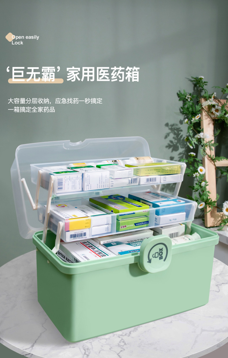 Medicine box, household medicine storage box, medical box, large-capacity household medicine box, medical emergency large first aid box pic 1