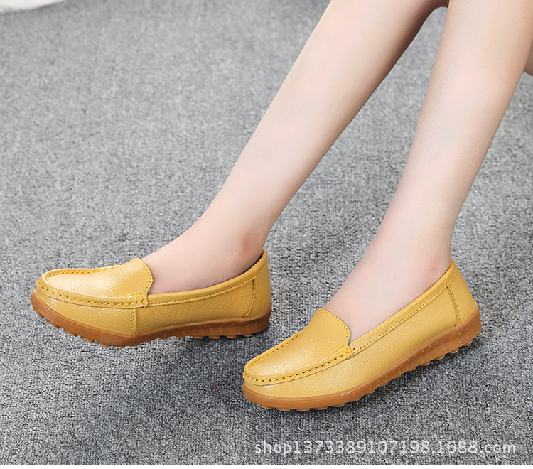 真皮豆豆鞋软底女鞋妈妈鞋女式休闲平底鞋牛筋底一脚蹬中老年单鞋详情19