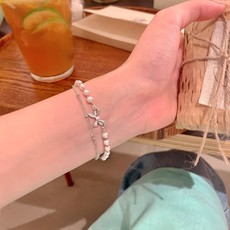 韩系爆款小众高级感珍珠手链女百搭气质精致锆石爱心蝴蝶结手饰品详情3
