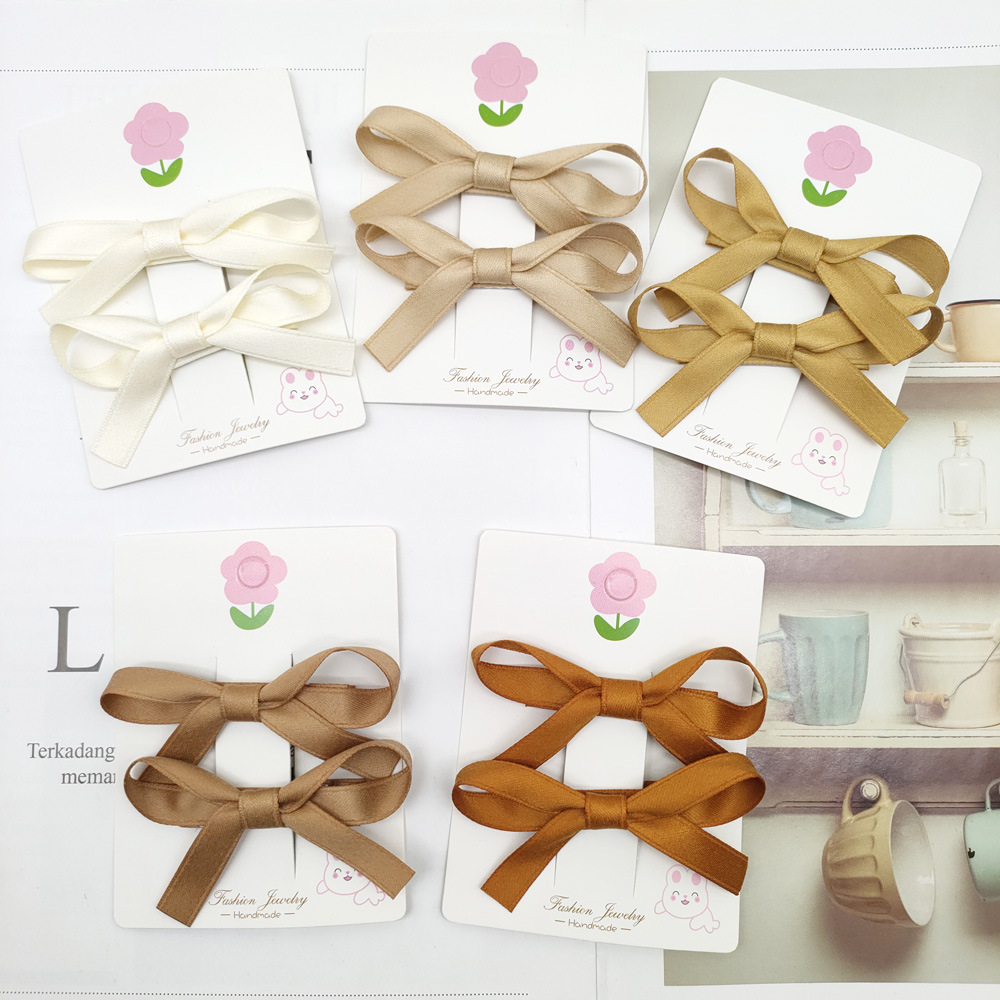 跨境甜美女孩纯色蝴蝶结发夹韩式涤棉氛围感百搭发饰公主刘海头夹详情11