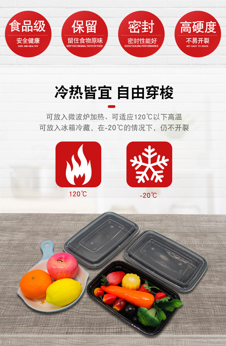 Plastic Box Source one-time injection molded American-style small meal boxes, takeout packaging meal boxes, outdoor Yama cross-border version, factory wholesale pic 2