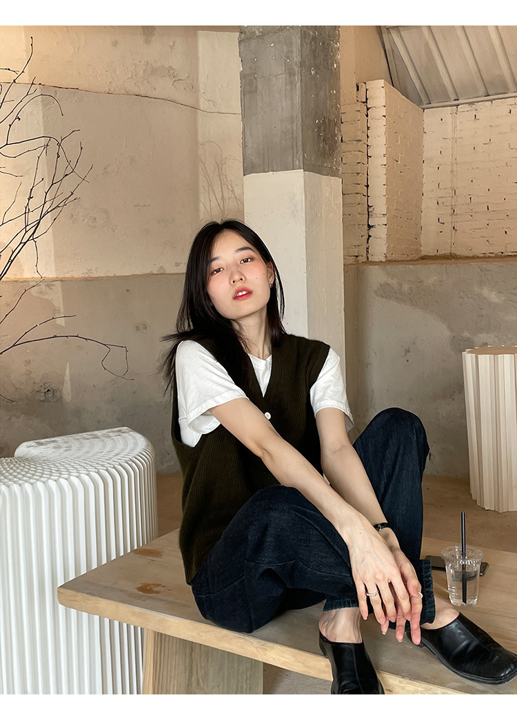 木兰时髦复古小马甲开衫女2023春季新款韩版简约针织上衣女 21507详情19