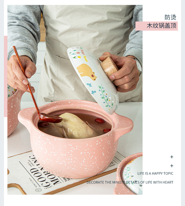Kawashima House cute style clay pot, soup and stew pot, household open flame gas stove, clay pot, high-temperature resistant ceramic pot, milk pot pic 15